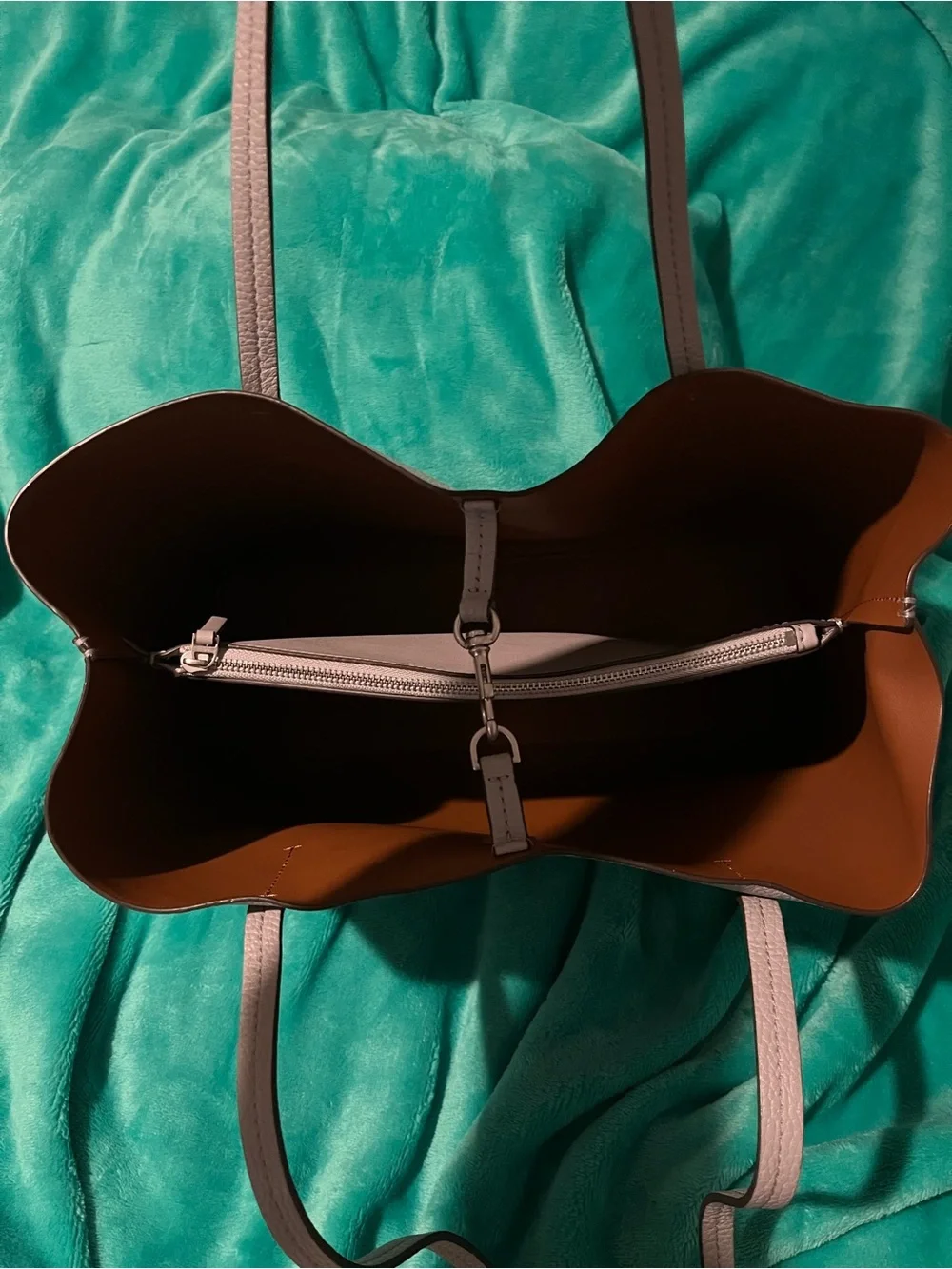 Tory Burch Pebbled Leather Gray Tote